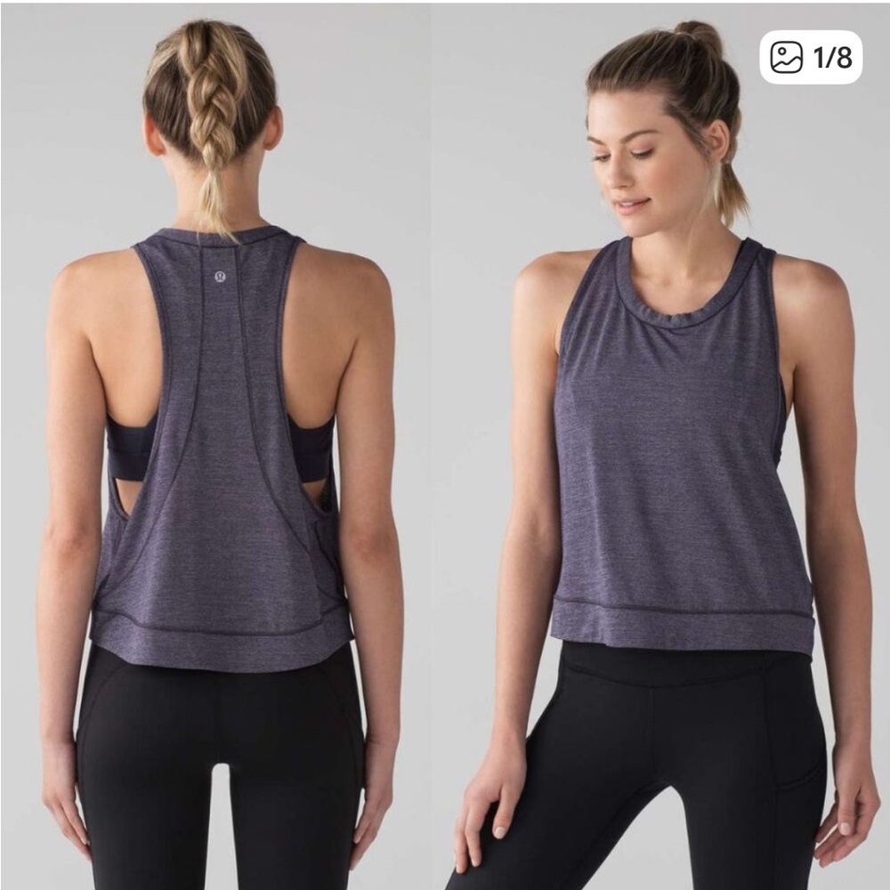 Lululemon Pace Perfect Tank in Heathered Black / Black